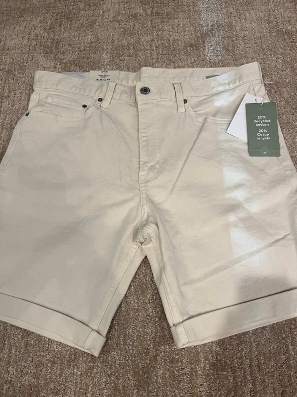 H&M Cream Cotton Stretch Shorts